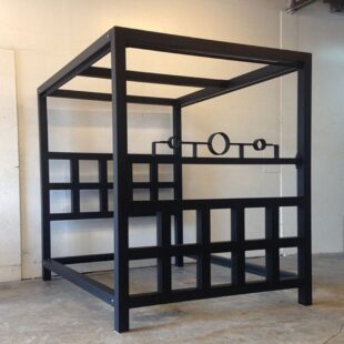 The Window Pain Bed by Metalbound: a striking metal bed frame with a unique window pane design, featuring multiple attachment points for diverse and secure bondage play.